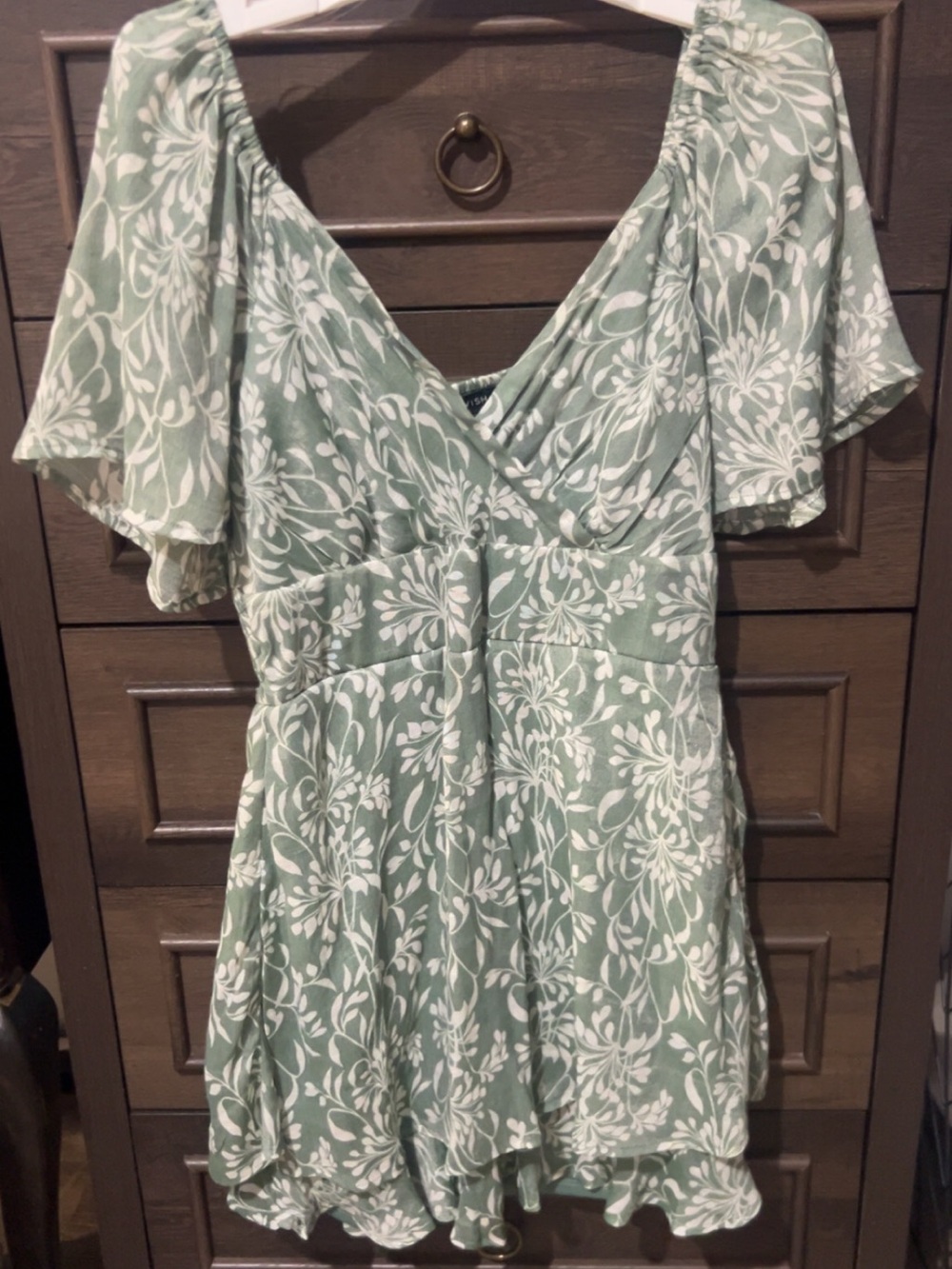 As U Wish Sage Green Floral V-Neck Tunic
